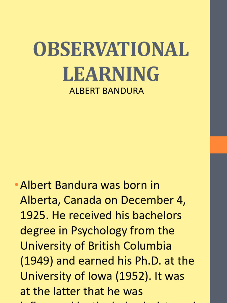 Theories of Learning - Observational Learning - Albert Bandura | PDF ...