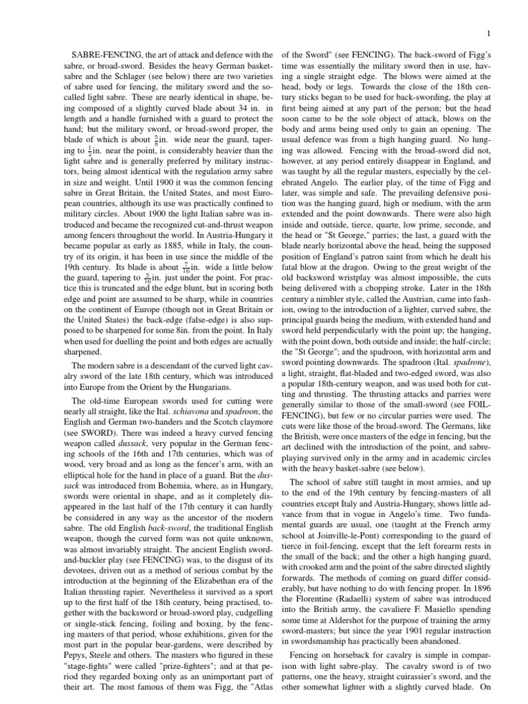 Sabre Fencing PDF Fencing Sword