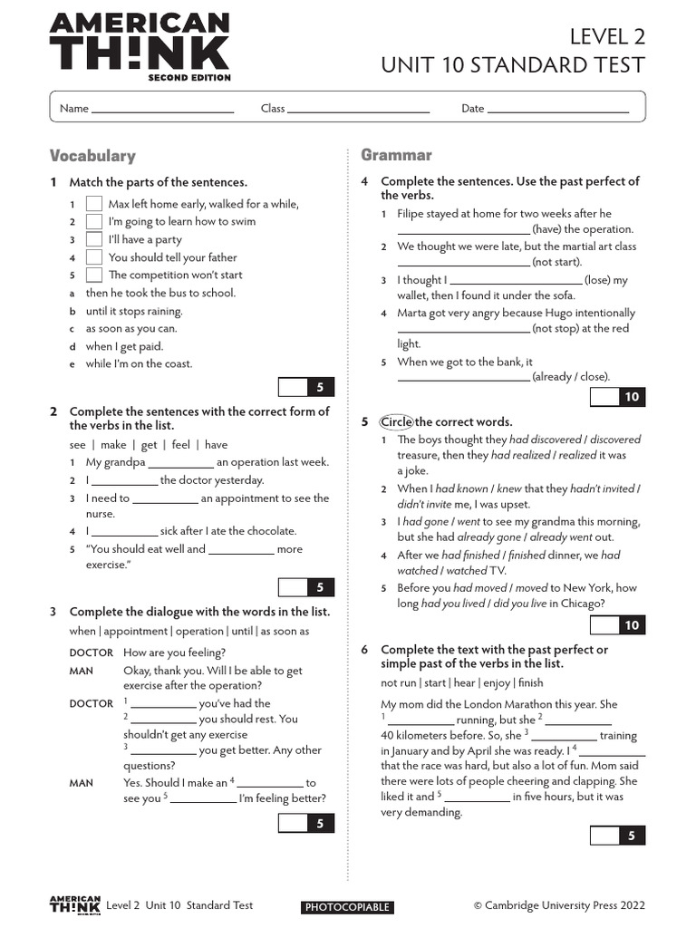Thk2e AmE L2 Unit Test Standard 10 | PDF