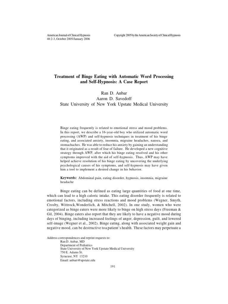 Treatment of binge eating with automatic word processing and self