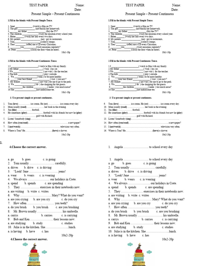present-simple-or-present-continuous Test | PDF