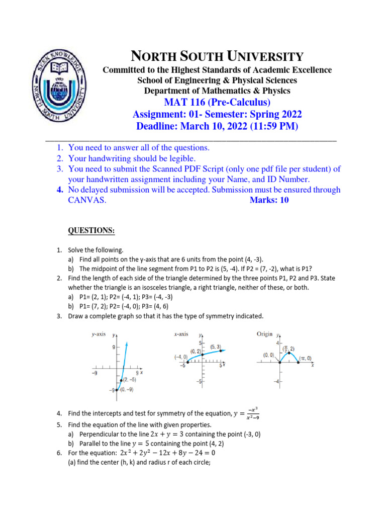 Pre-Calculus Assignment Spring 2022 | PDF | Triangle | Euclidean Geometry