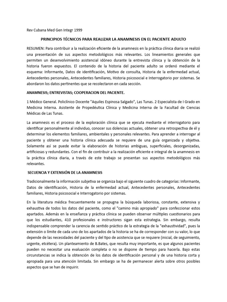 Guía de Anamnesis en Pacientes Adultos | PDF | Menstruación | El embarazo