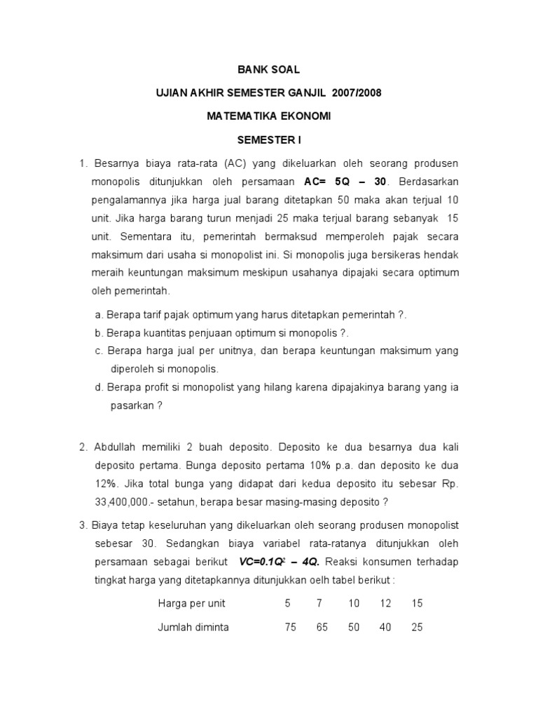 Bank Soal Matematika 07