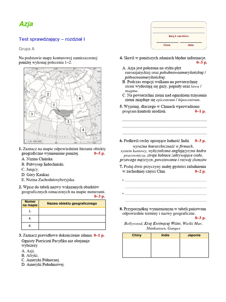 Sprawdzian Geografia Klasa 8 Nowa Era Sprawdziany Geografia Klasa 8 Nowa Era | PDF