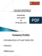 "Working Capital Management of South Eastern Coalfield Limited " Presented By:-Aman Jaiswal On 19 November 2011