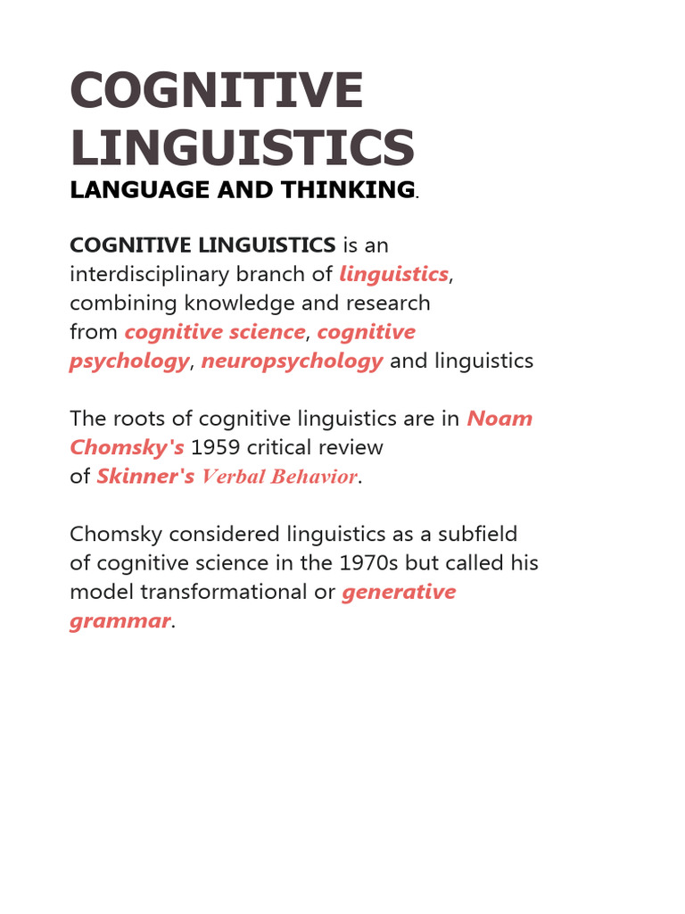 Cognitive Linguistics Overview | PDF