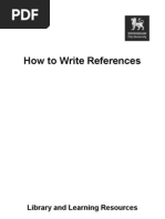 How To Write References: Library and Learning Resources