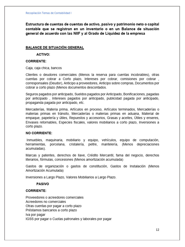 Estructura de Activo, Pasivo y Patrimonio Neto | PDF | Contabilidad ...