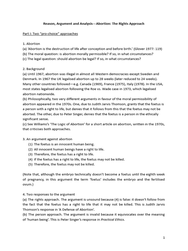 RAA Abortion The Rights Approach | PDF | Argument | Utilitarianism