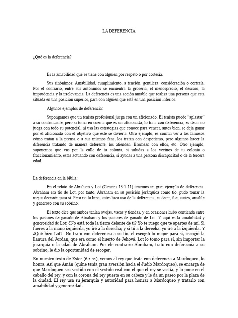 La Deferencia: Amabilidad y Respeto | PDF | Abrahán | Creencia ...