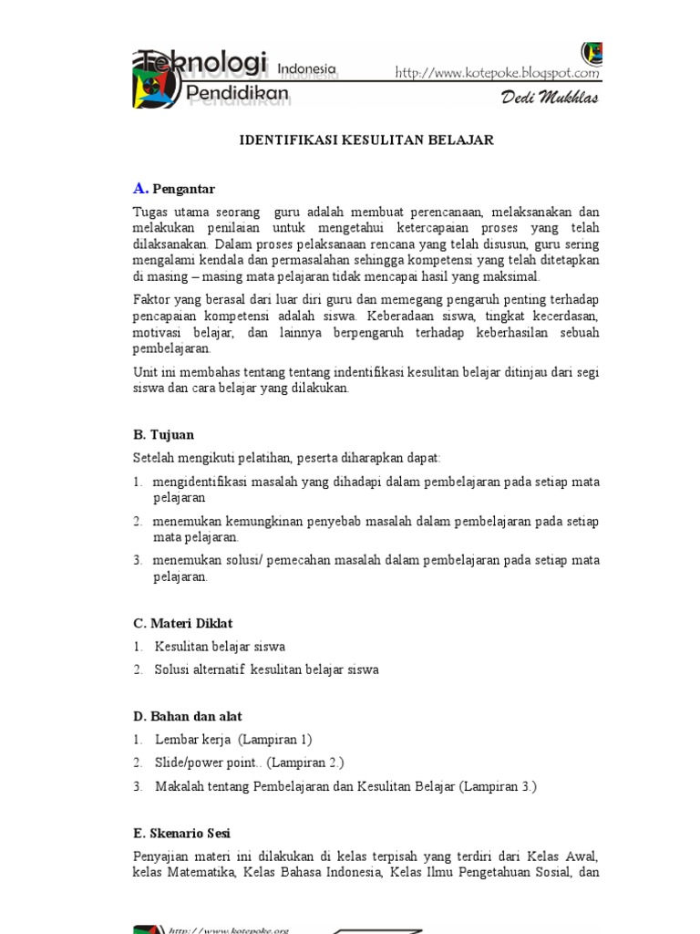 Identifikasi Masalah Belajar
