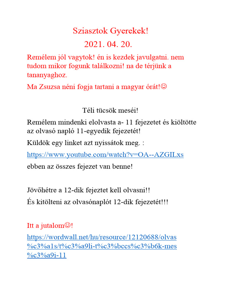 Téli Tücsök Meséi 11-Dik Fejezet | PDF