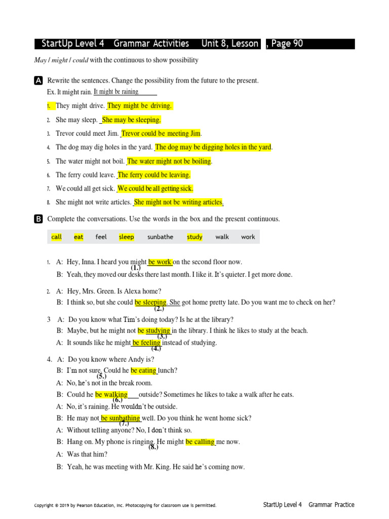 Startup Level 4 Grammar Activities Unit 8, Lesson 1, Page 90 | PDF