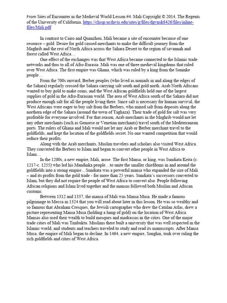 Mali Reading Cut Pdf Africa