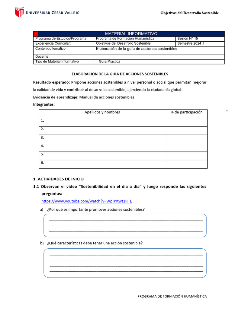 Manual de Acciones Sostenibles ODS UCV | PDF | Sustentabilidad ...