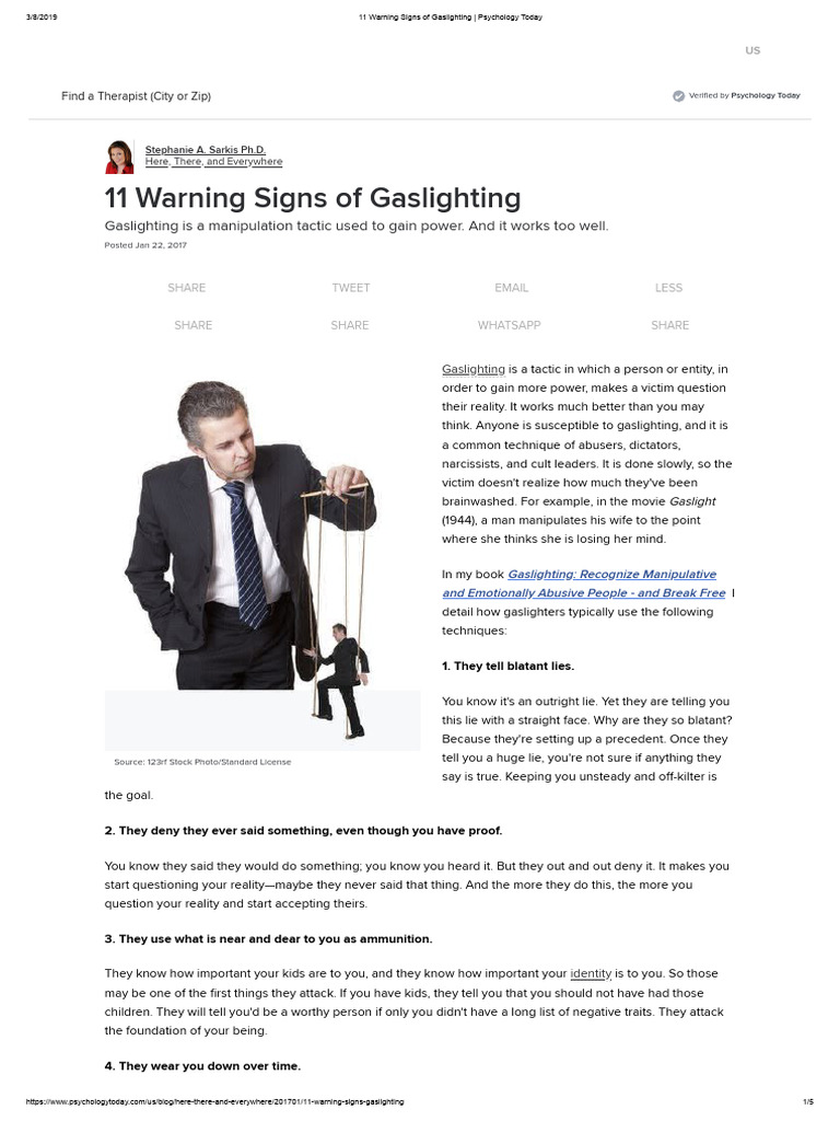 Recognizing Gaslighting: 11 Signs | PDF | Psychology | Behavioural Sciences