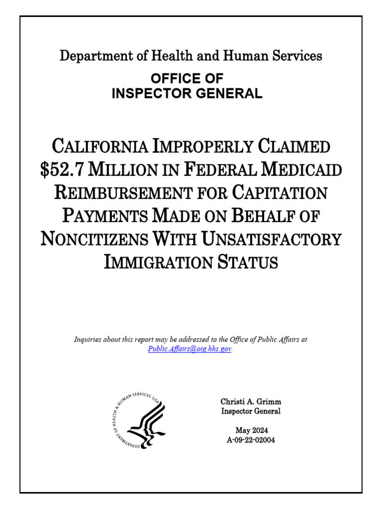 California Improperly Claimed $52.7 Million in Federal Medicaid ...