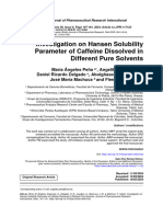 Investigation On Hansen Solubility Parameter of Caffeine Dissolved in Different Pure Solvents
