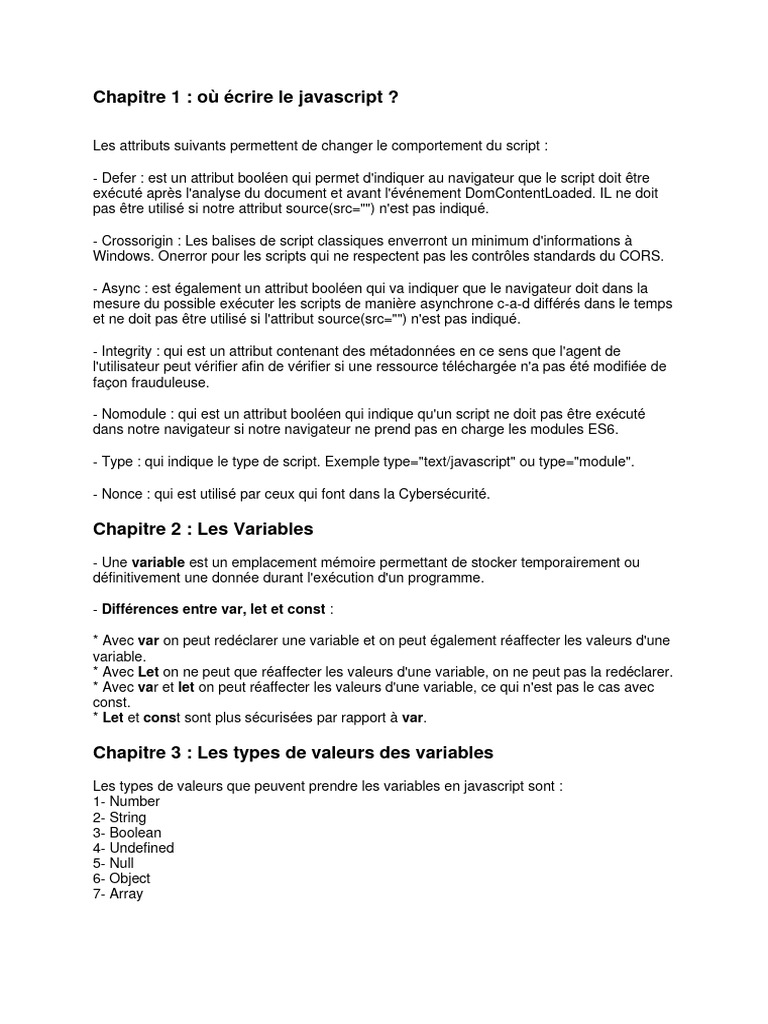 Guide complet sur le JavaScript et ses concepts | PDF | JavaScript ...