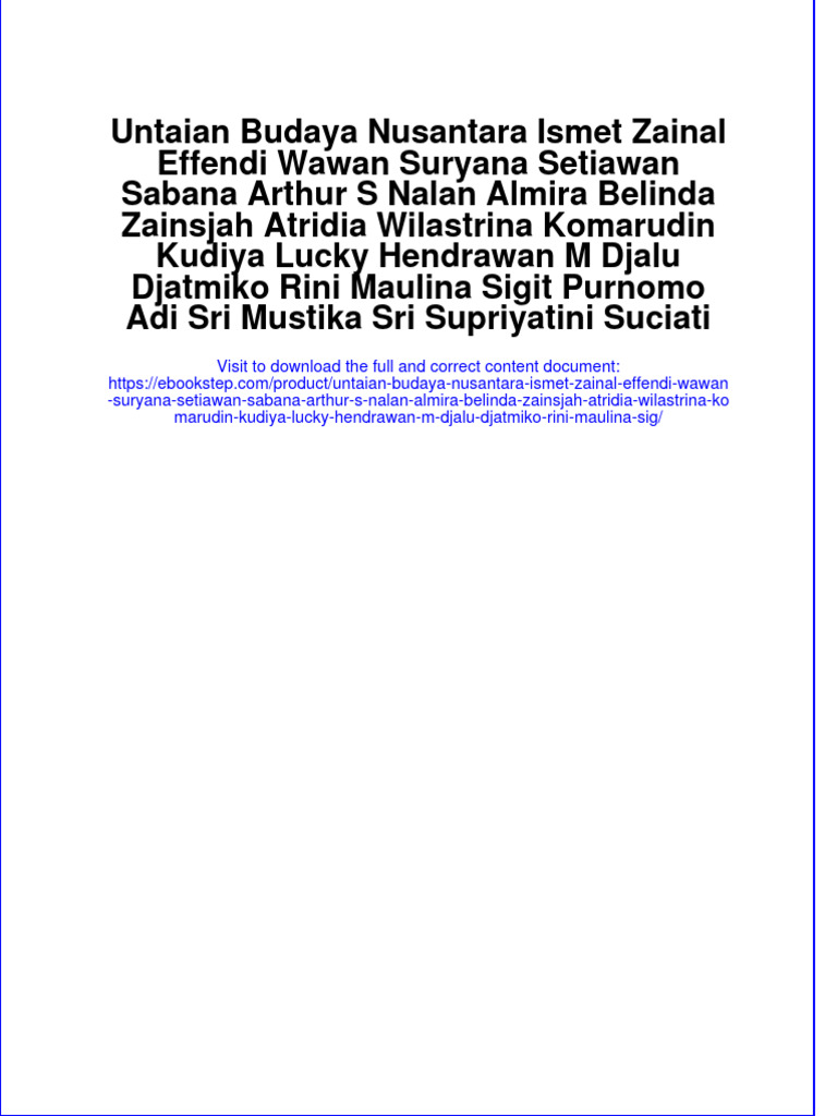 Download pdf of Untaian Budaya Nusantara Ismet Zainal Effendi Wawan