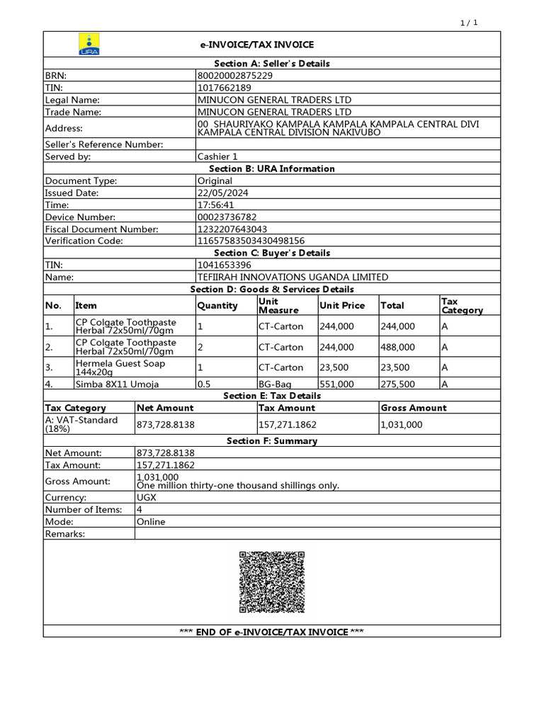 e-Invoice for Minucon Traders Ltd | PDF | Invoice | Government Finances