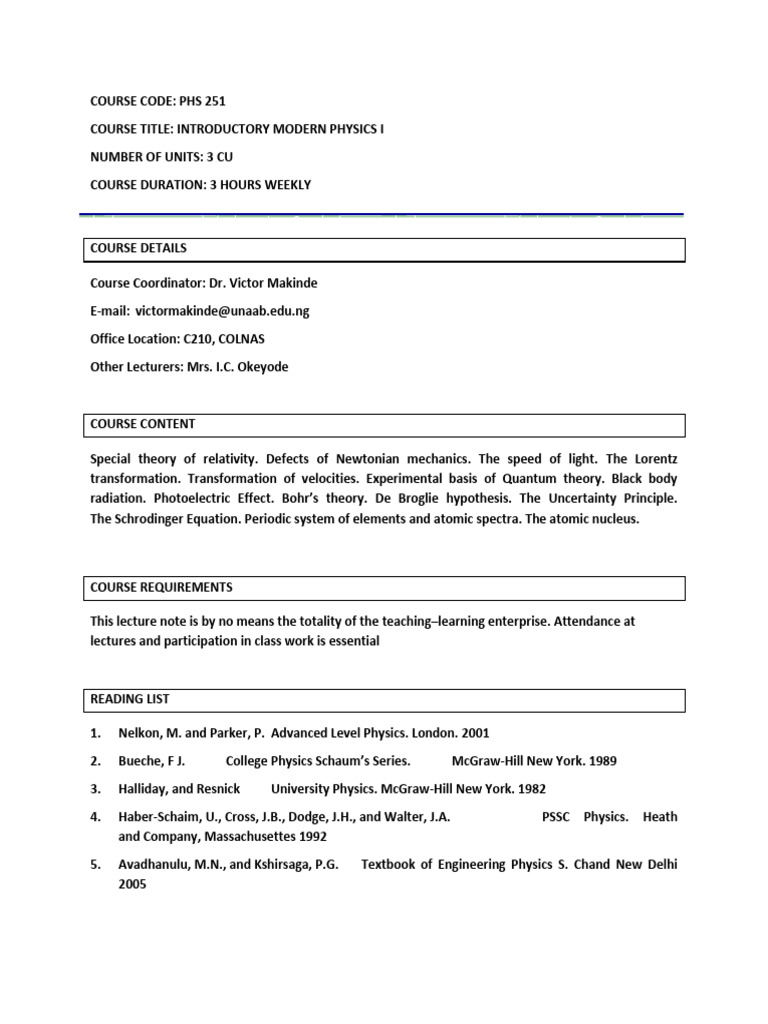 Introduction Modern Physics I | PDF | Special Relativity | Classical ...