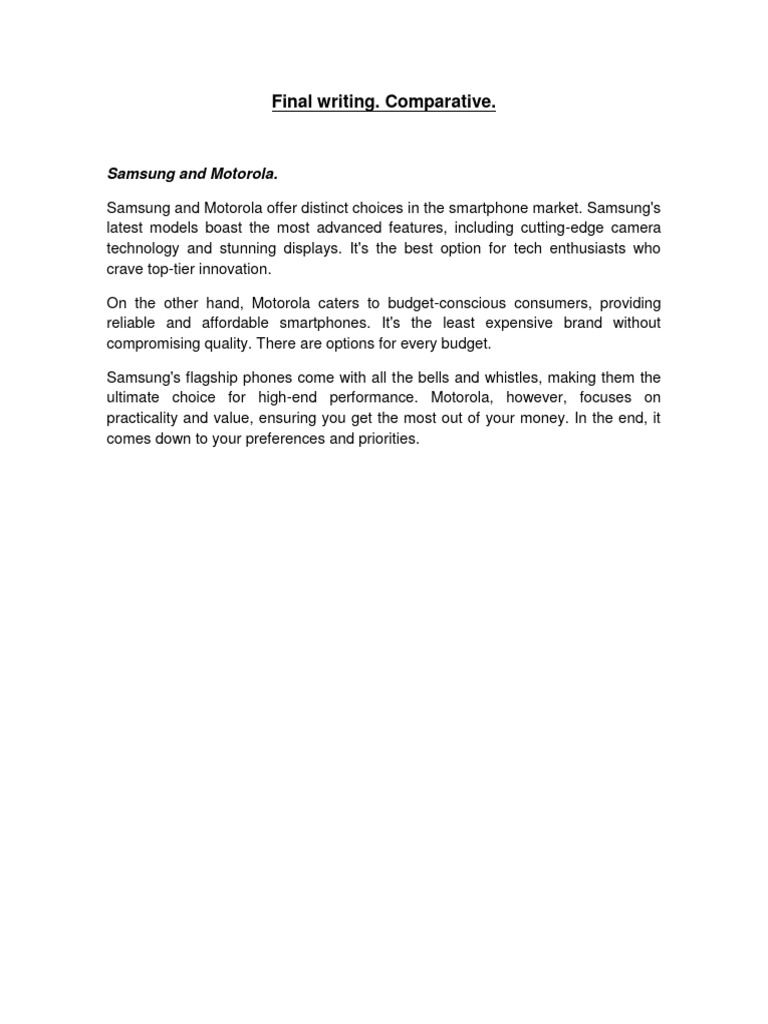 Samsung vs Motorola: Smartphone Comparison | PDF | Technology & Engineering