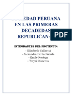 Sociedad Peruana en Las Primeras Decadedas Republicanas