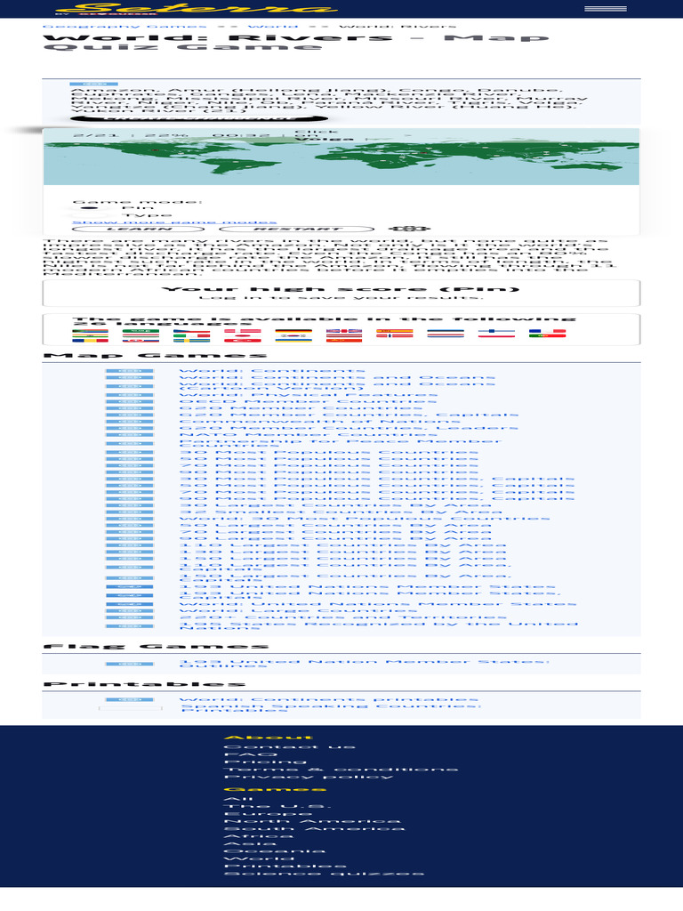 World Rivers Map Quiz Game - 1720245214