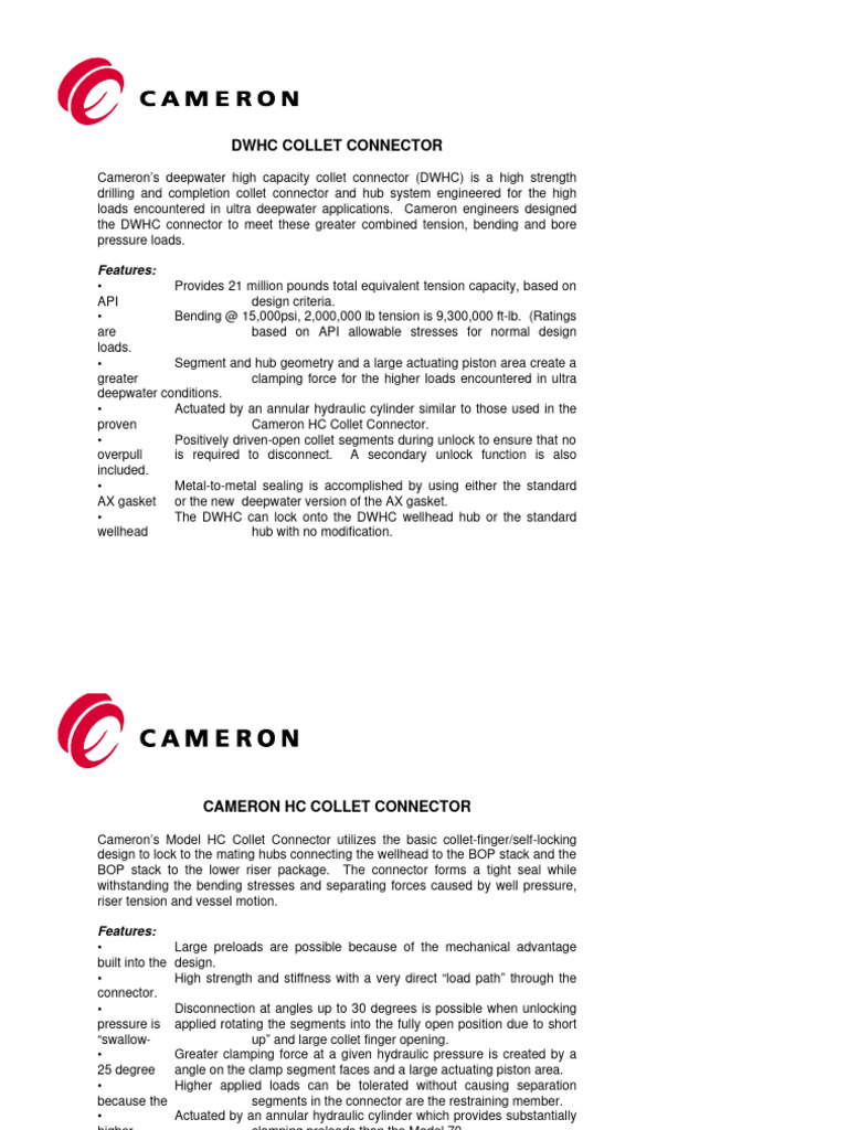 Cameron - Collet Connector | PDF | Piston | Mechanical Engineering