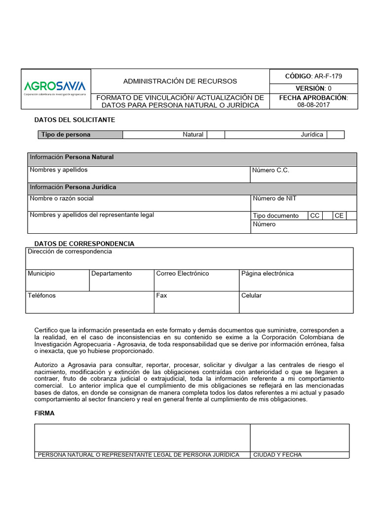Formato F-179 de Agrosavia | PDF | Derecho