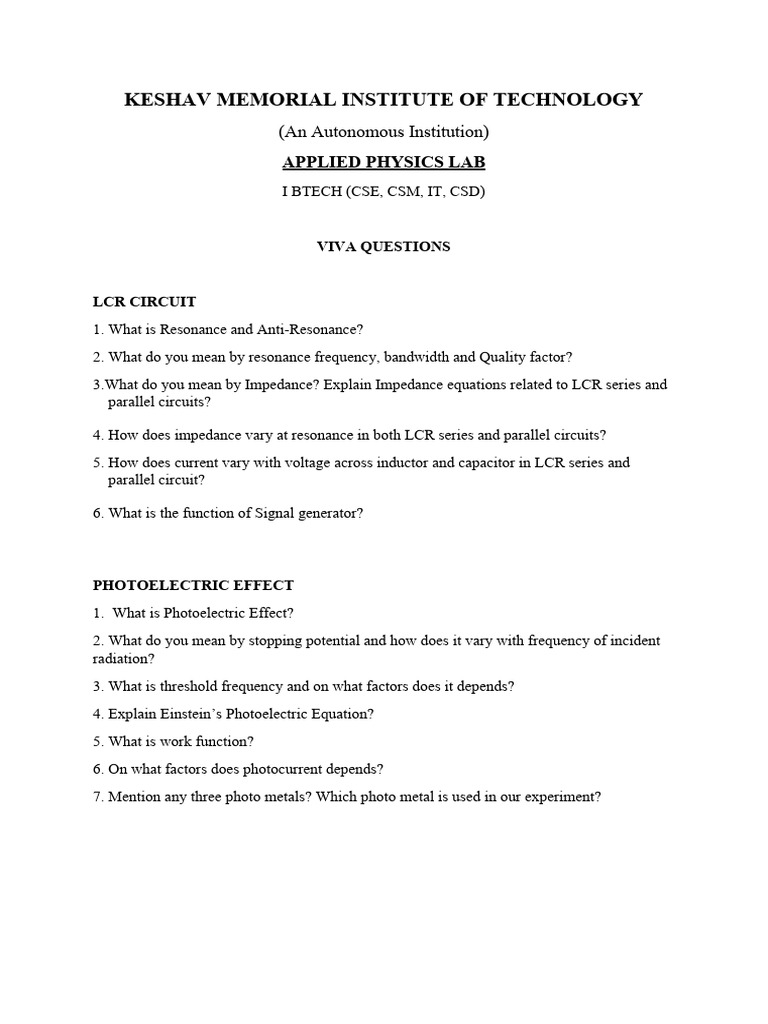 AP Lab 8 Expt Viva Questions | PDF | P–N Junction | Diode