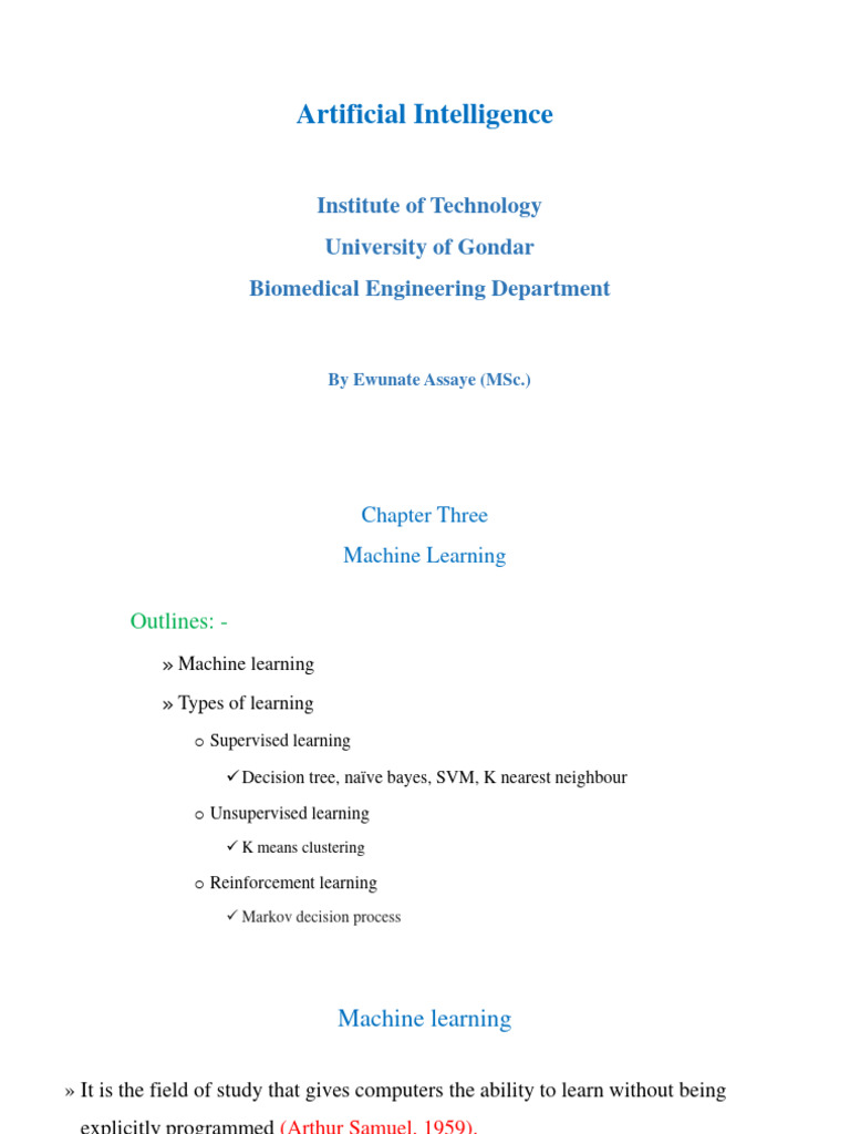 Ai Chapter 3 Part 1 Pdf Machine Learning Artificial Intelligence