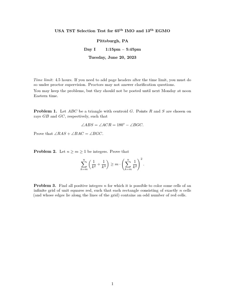 TSTST 2023 Problem 7 Solution | PDF | Triangle | Theoretical Computer ...