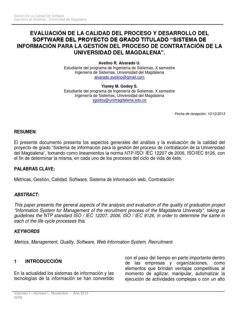 Evaluación de Calidad en Software Universitario | PDF | Software ...