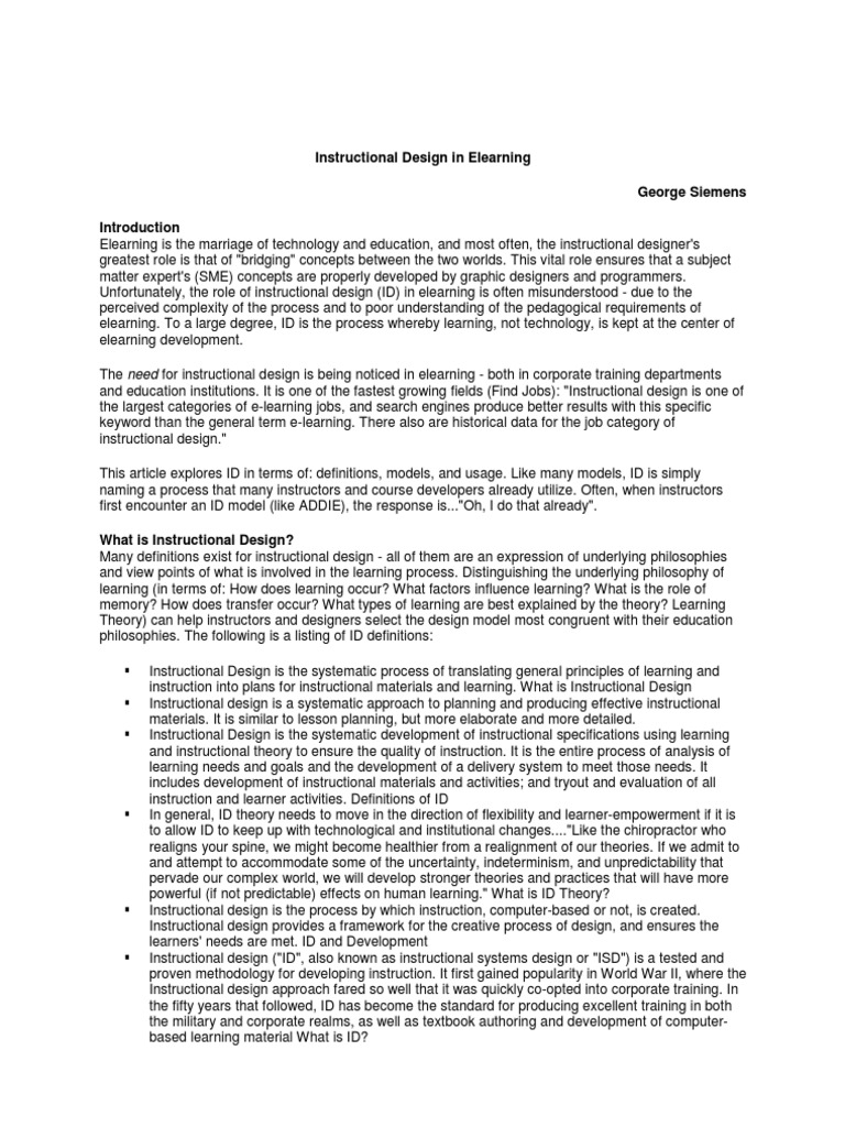 Instructional Design Principles in E-Learning | PDF | Instructional ...