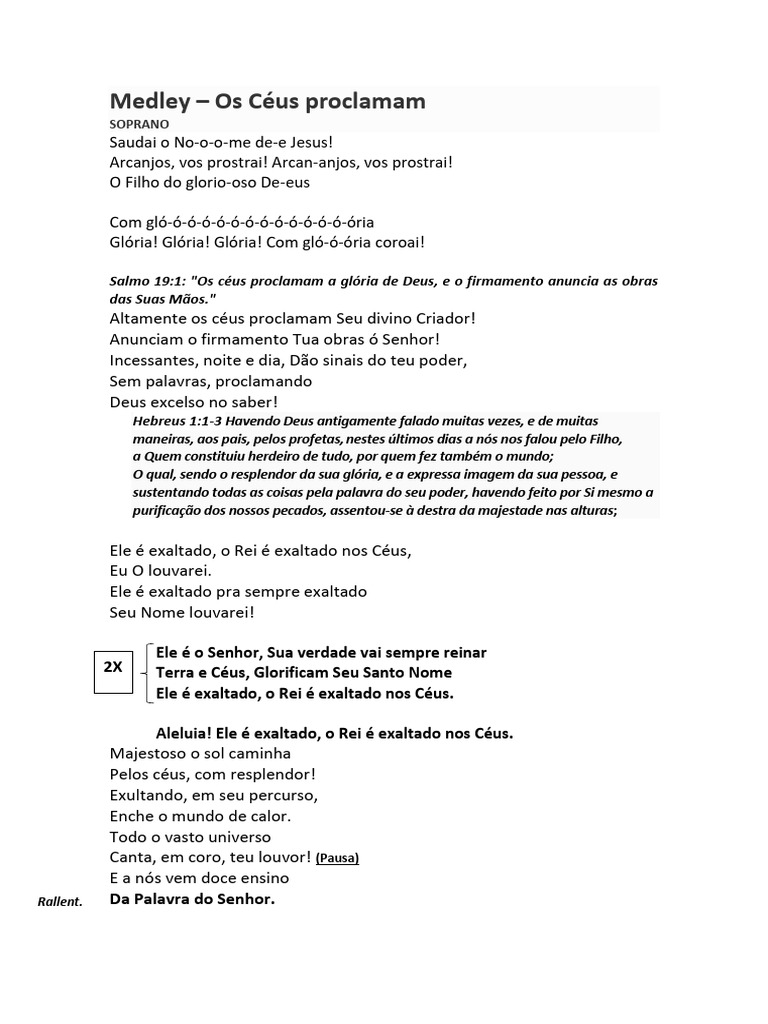 Os Céus Proclamam a Glória de Deus | PDF | Deus | Céu