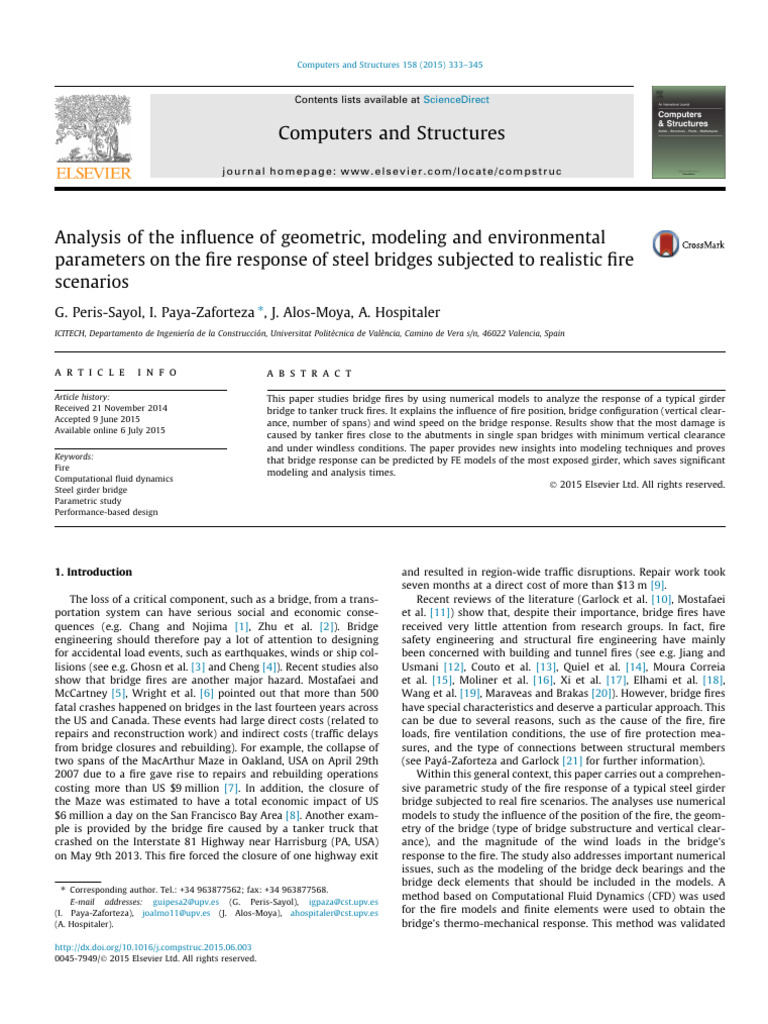 Fire Response Analysis of Steel Bridges | PDF | Bridge | Computational ...