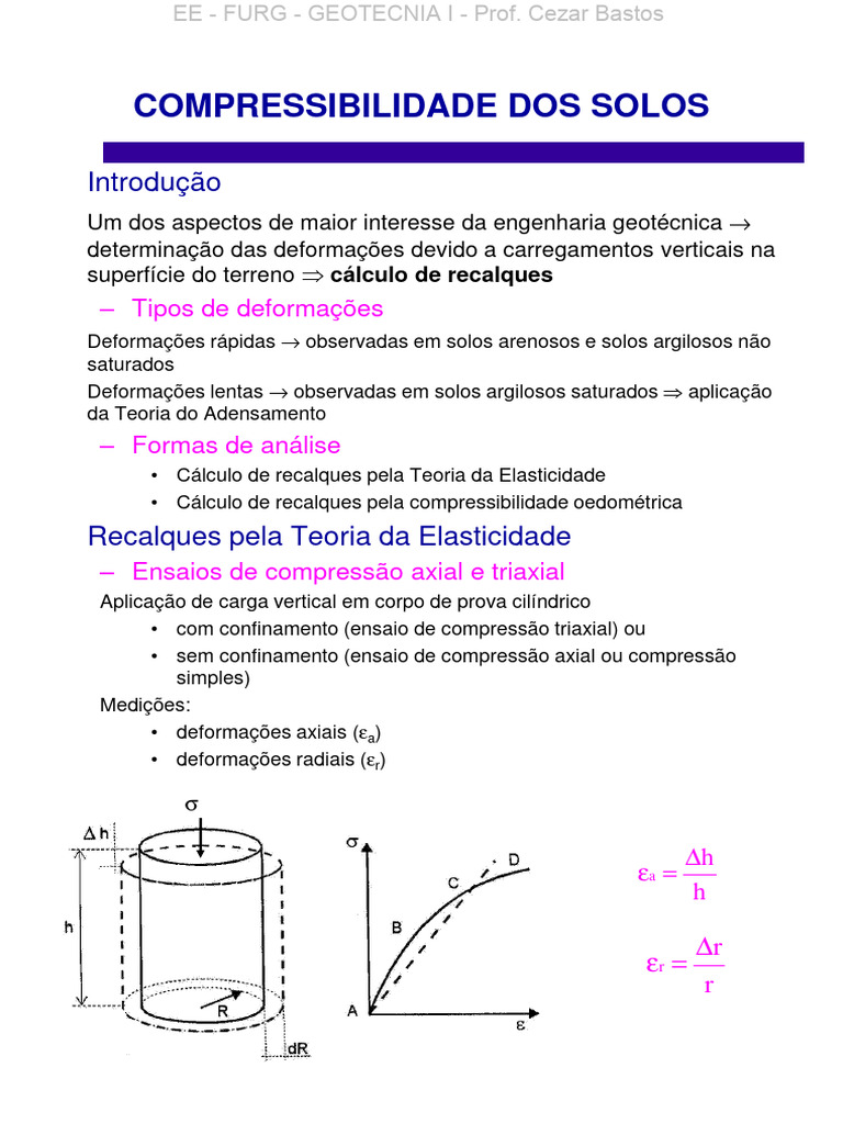 Compressibilidade Dos Solos | PDF | Elasticidade linear | Estresse ...