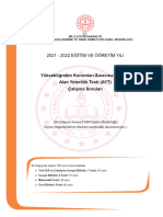 2021 - 2022 Eğitim Ve Öğretim Yili: Yükseköğretim Kurumları Sınavına Yönelik Alan Yeterlilik Testi (AYT) Çalışma Soruları