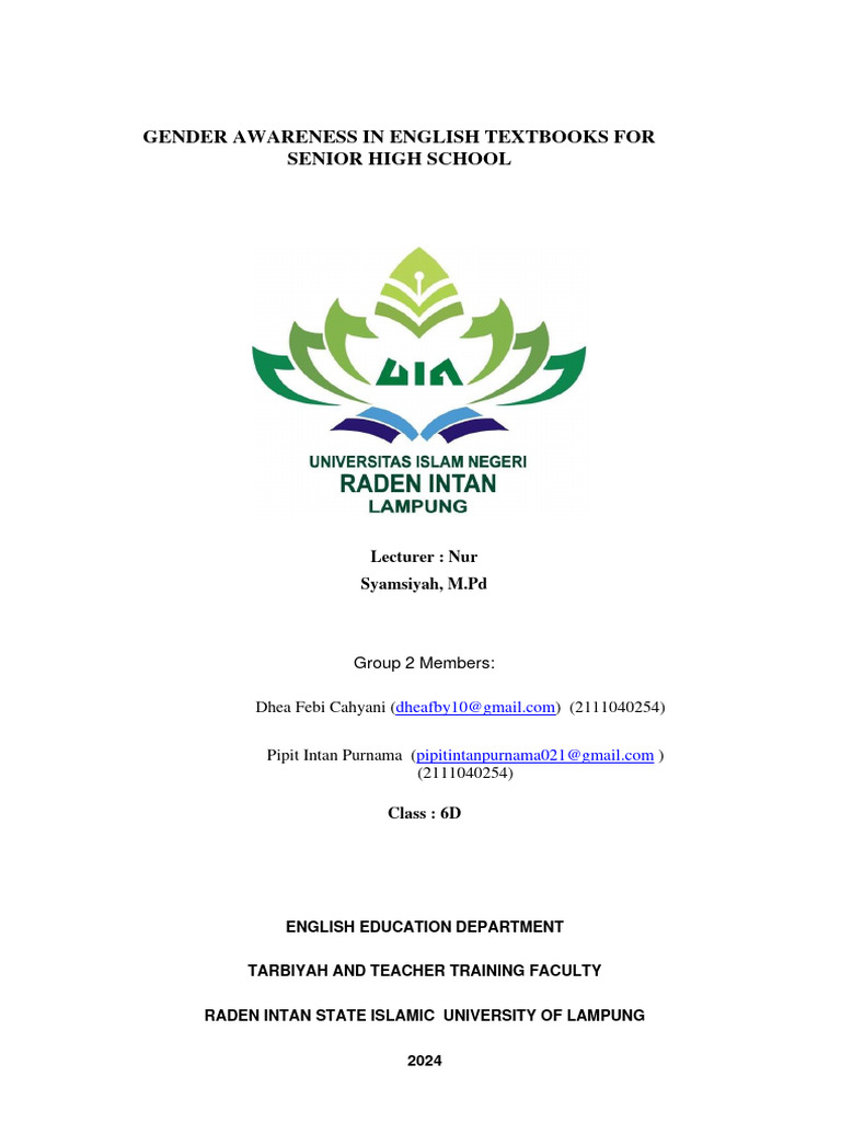 Gender Representation in High School English Textbooks | PDF | Gender ...