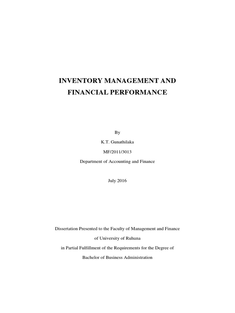 Inventory Management & Financial Performance | PDF | Lean Manufacturing ...