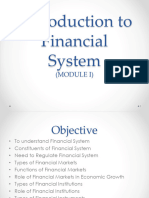 Module 1 - An Introduction To A Financial System - Financial Markets and Financial Institutions