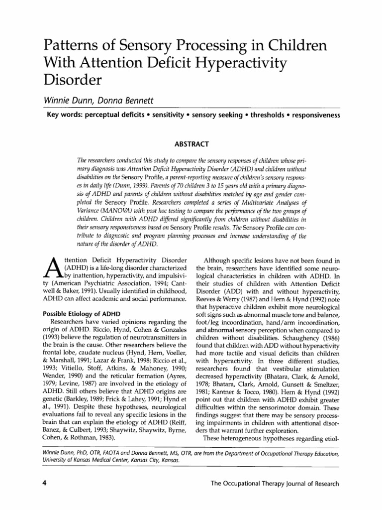 dunn-bennett-2002-patterns-of-sensory-processing-in-children-with