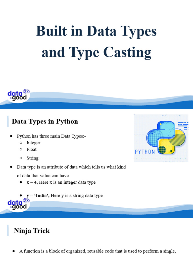 Built in Data Types and Type Casting | PDF