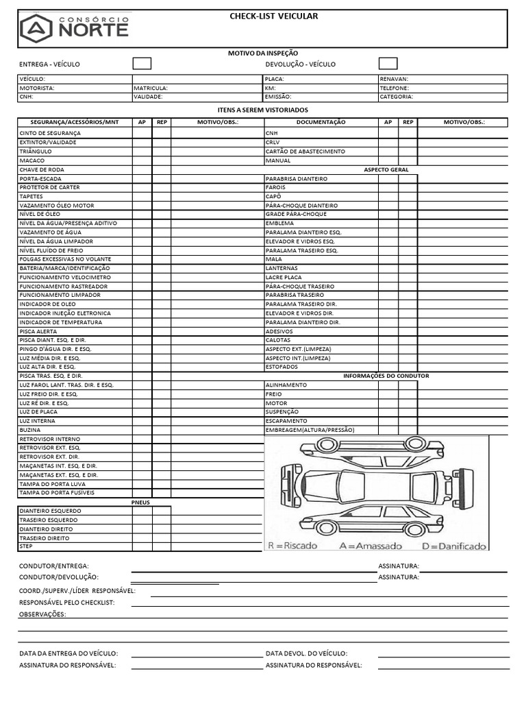 Checklist de Inspeção Veicular | PDF | Tecnologias automotivas ...
