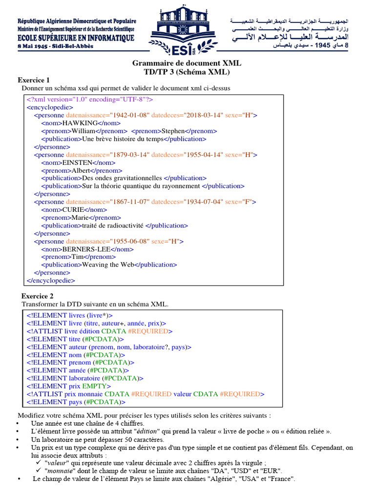 Schéma XML et validation DTD | PDF | XML