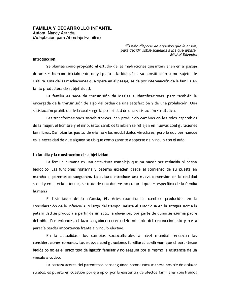 Familia y su Impacto en el Desarrollo Infantil | PDF | Familia ...