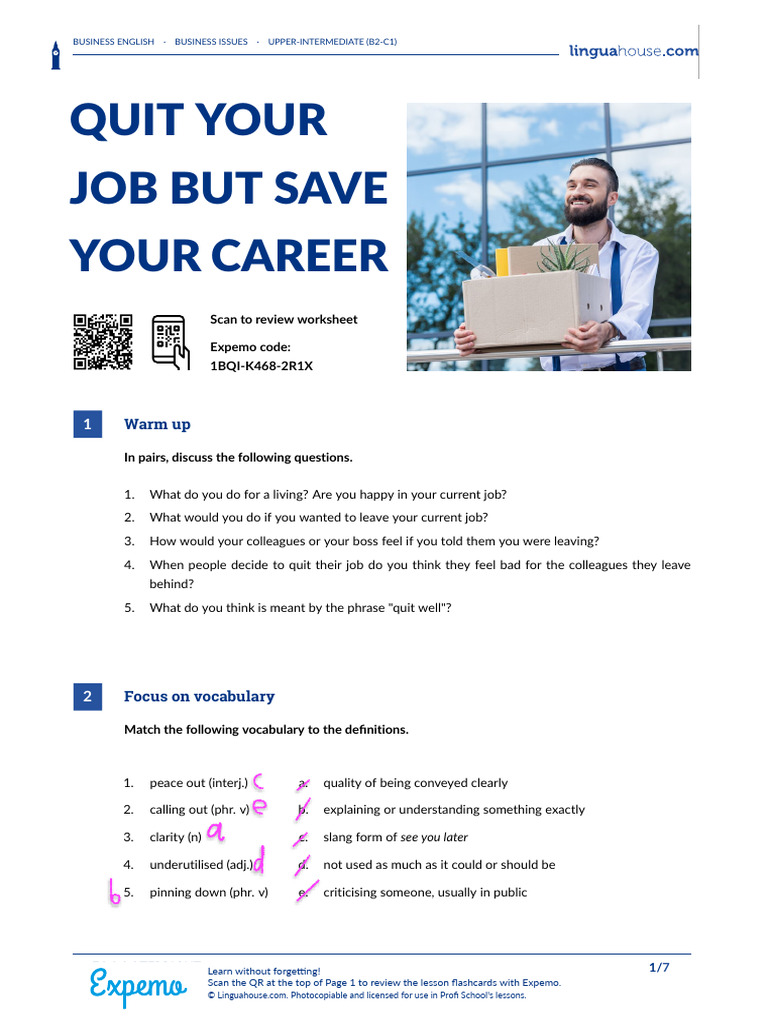 Quit Your Job But Save Your Career British English Student PDF